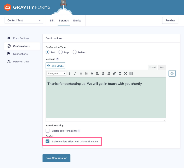 How To Add Confetti To Gravity Forms Confirmation WP Sunshine