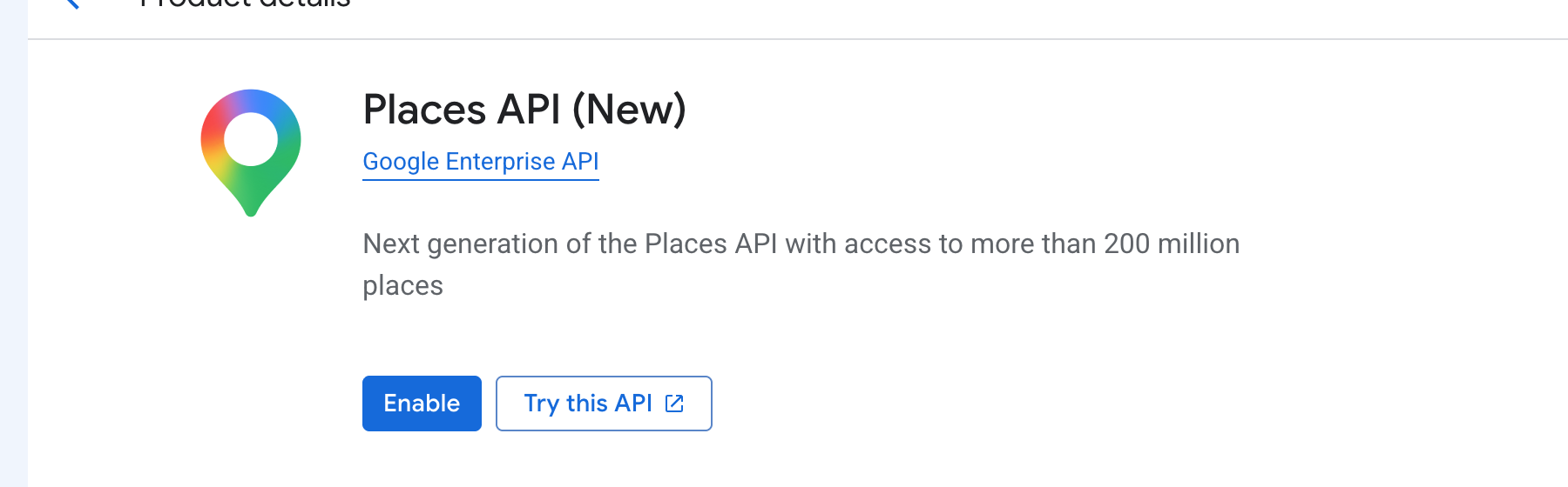 Places API (New) with the Enable button