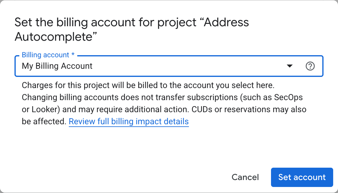 Linking a billing account to the project