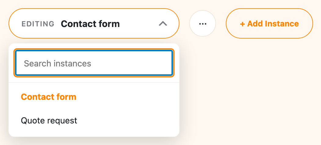 The instance list, with a search box