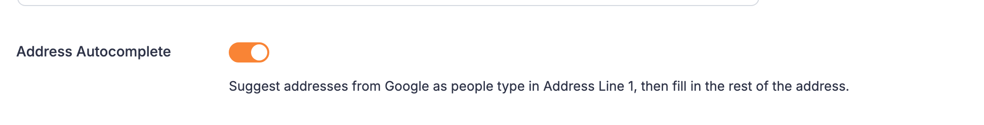 The Address Autocomplete switch on a Paymattic Address field