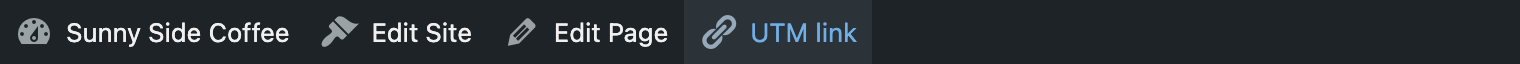 The UTM link button in the WordPress admin bar