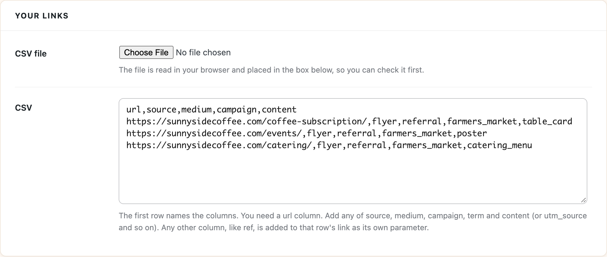 The Bulk Builder with CSV text pasted in